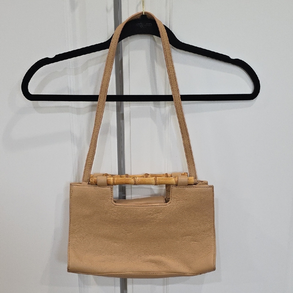 Talbots Beige Shoulder Bag with Bamboo Handle